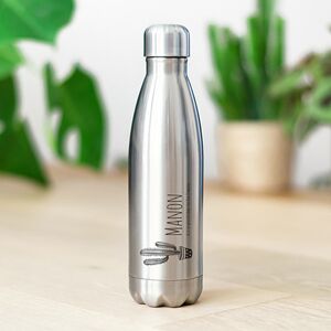 smartphoto Trinkflasche Edelstahl Grau für den Lehrer oder Betreuer