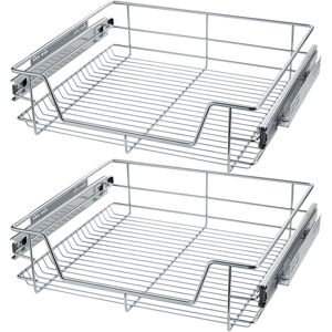 tectake 2 Teleskopschubladen für Küchen- und Schlafzimmerschränke - 60 cm