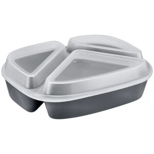 circ Nette Mehrweg Mehrweg-Menübox 3-geteilt; 880ml, 24x18.5x6.7 cm (LxBxH); grau; oval; 12 Stück / Packung