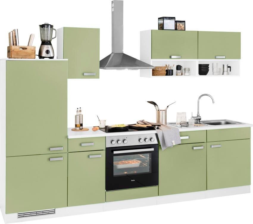 wiho Küchen Küchenzeile »Husum«, ohne E-Geräte, Breite 280 cm grün