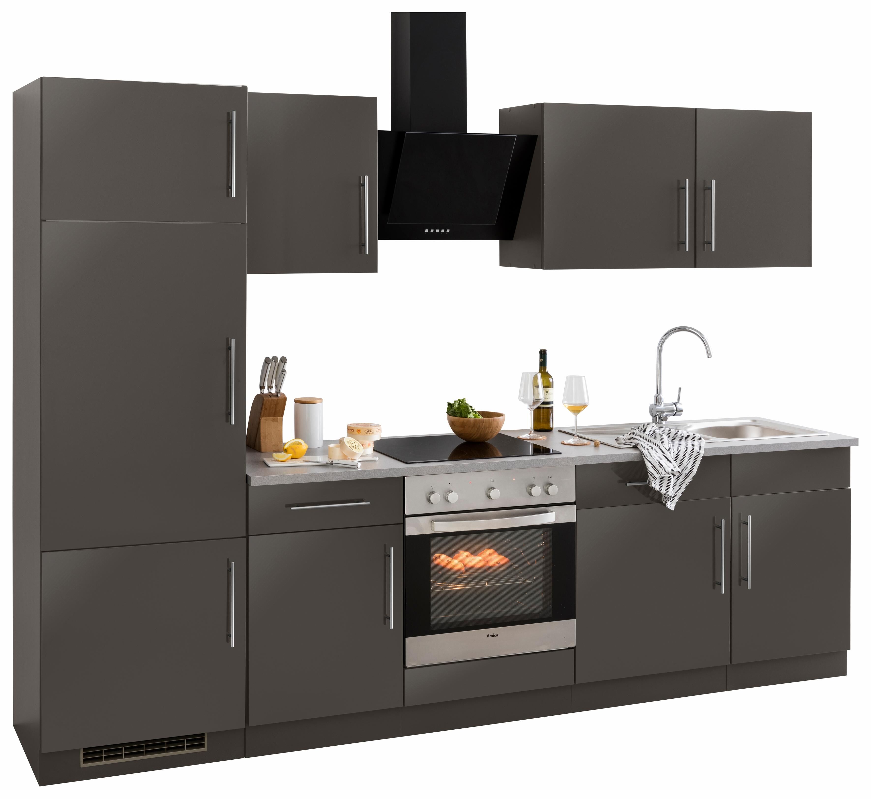 wiho Küchen Küchenzeile »Cali«, ohne E-Geräte, Breite 280 cm grau