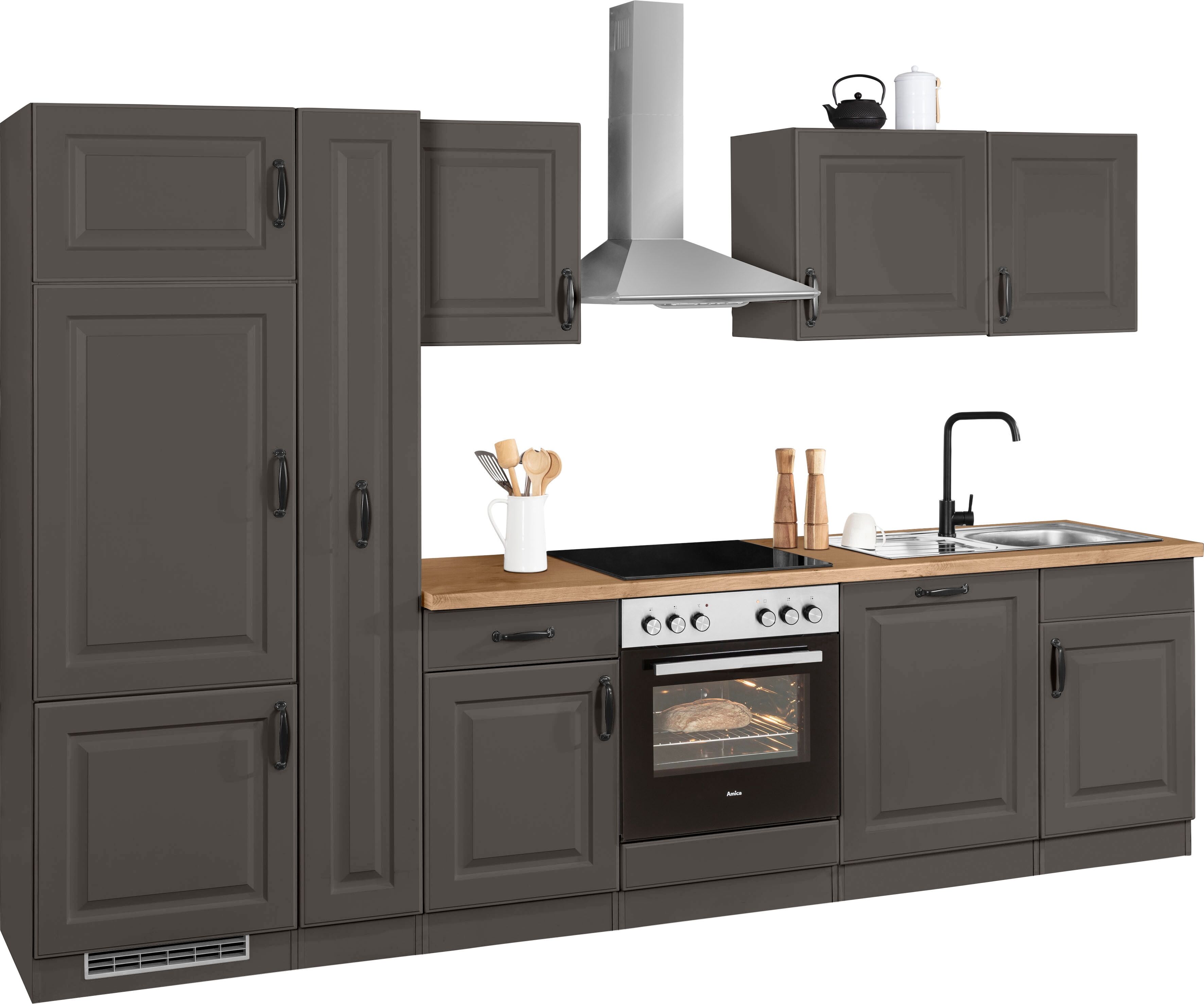 wiho Küchen Küchenzeile »Erla«, ohne E-Geräte, Breite 310 cm grau