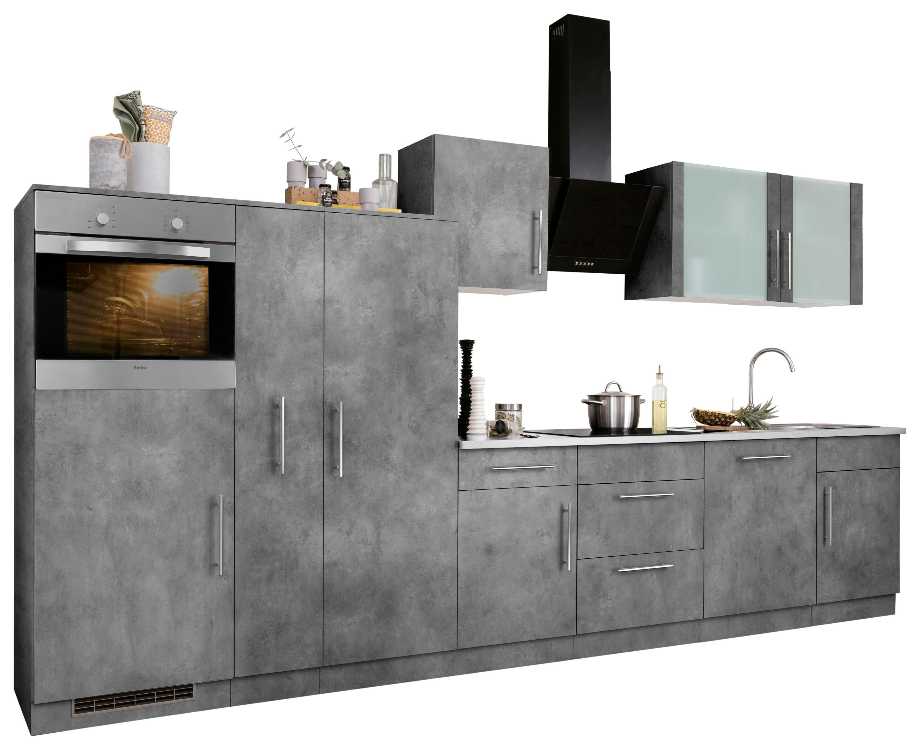 wiho Küchen Küchenzeile »Cali«, ohne E-Geräte, Breite 360 cm grau