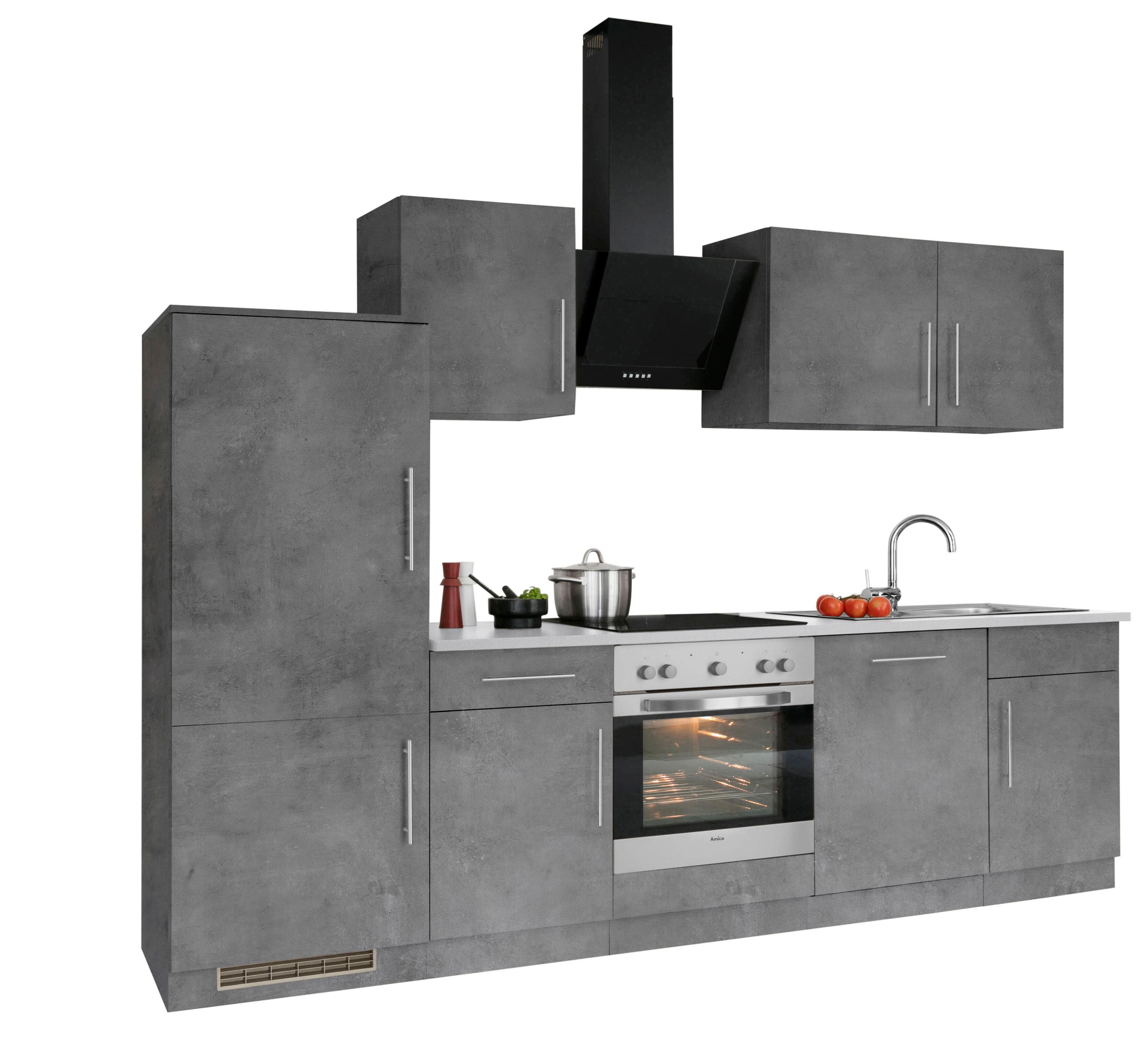 wiho Küchen Küchenzeile »Cali«, ohne E-Geräte, Breite 280 cm grau