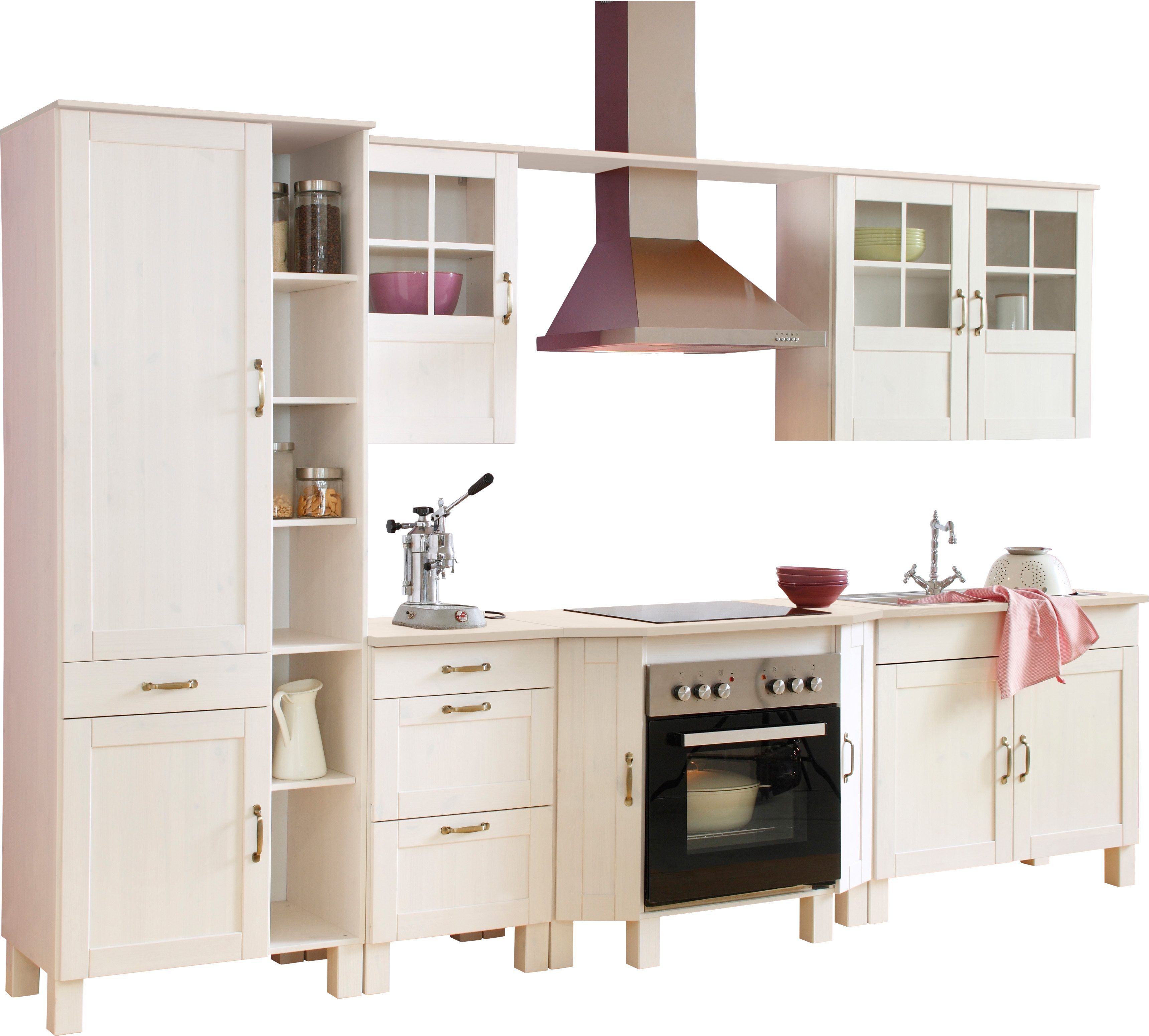 Home affaire Küchen-Set »Alby«, ohne E-Geräte, Breite 325 cm, aus massiver... weiss