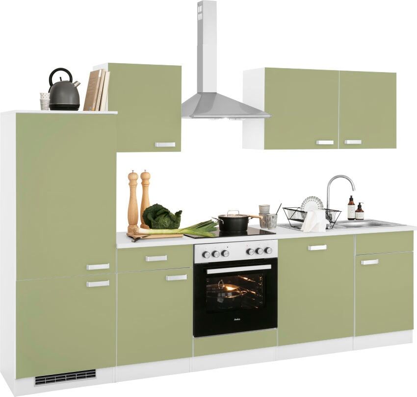 wiho Küchen Küchenzeile »Husum«, ohne E-Geräte, Breite 280 cm grün