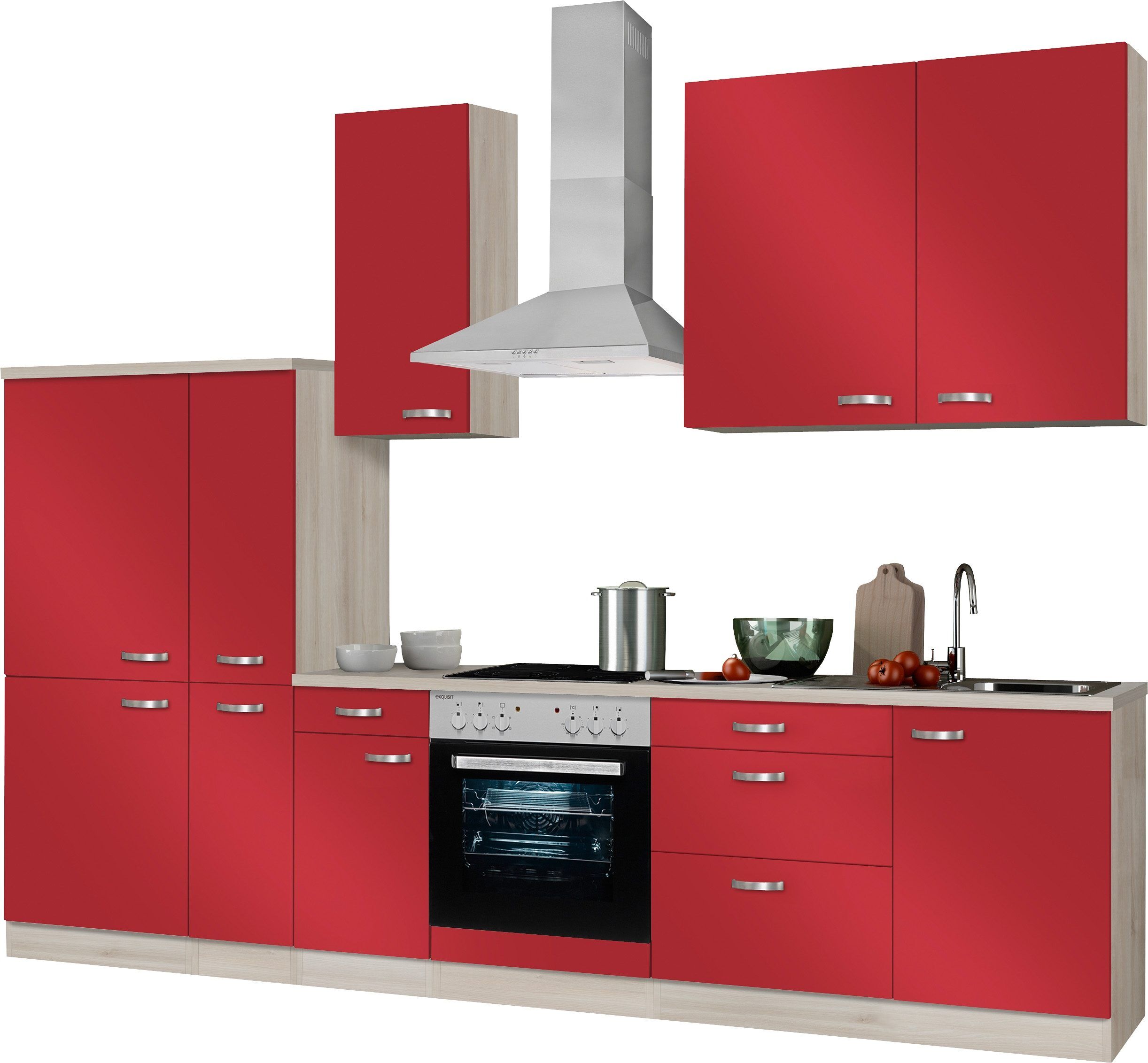 OPTIFIT Küchenzeile »Faro«, ohne E-Geräte, Breite 300 cm rot