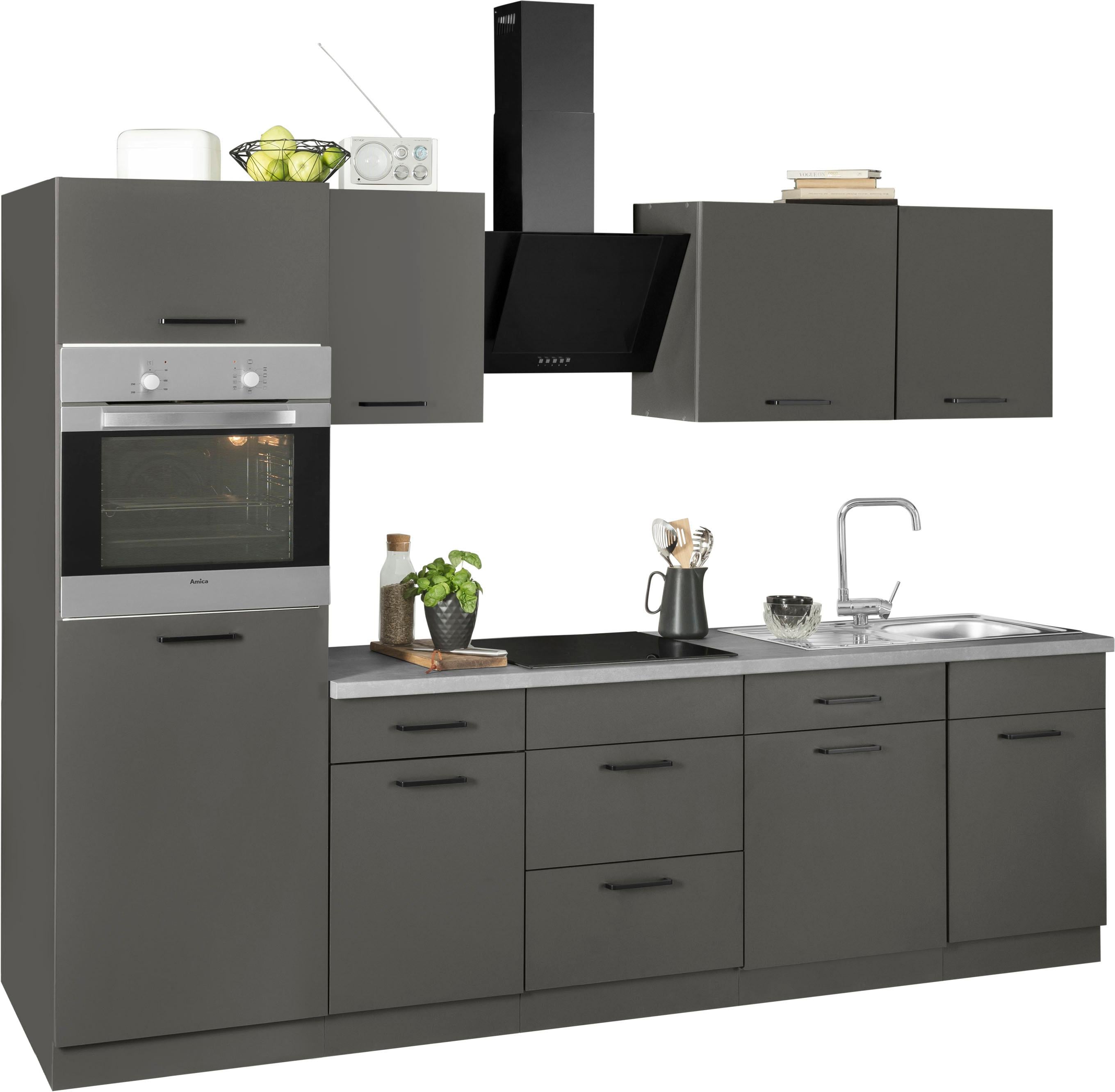wiho Küchen Küchenzeile »Esbo«, ohne E-Geräte, Breite 280 cm grau