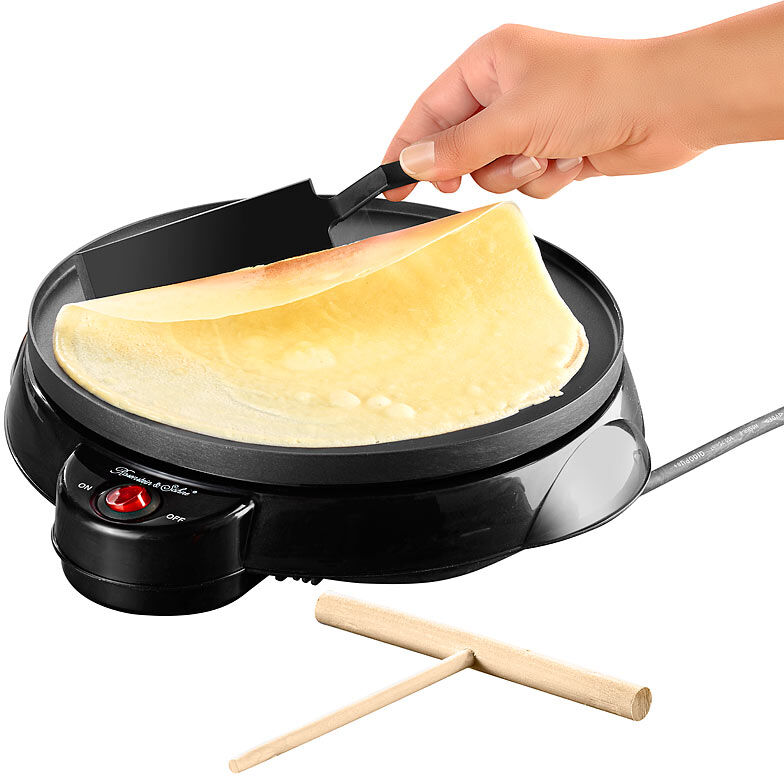 Rosenstein & Söhne Elektrischer Medium-Crêpes-Maker, 650 Watt, Ø 23 cm