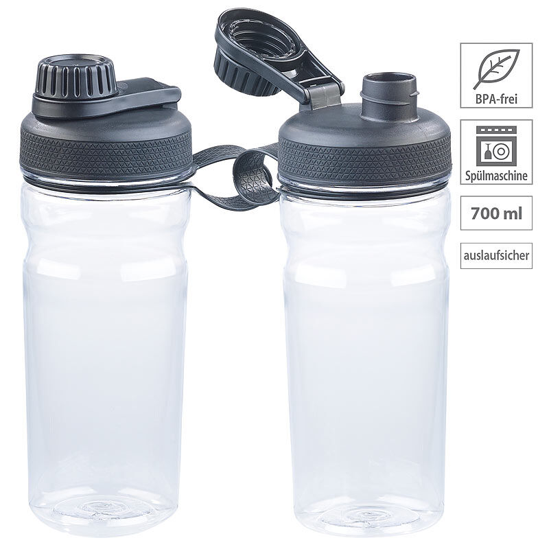 Speeron 2er-Set BPA-freie Sport-Trinkflaschen, 700 ml, auslaufsicher