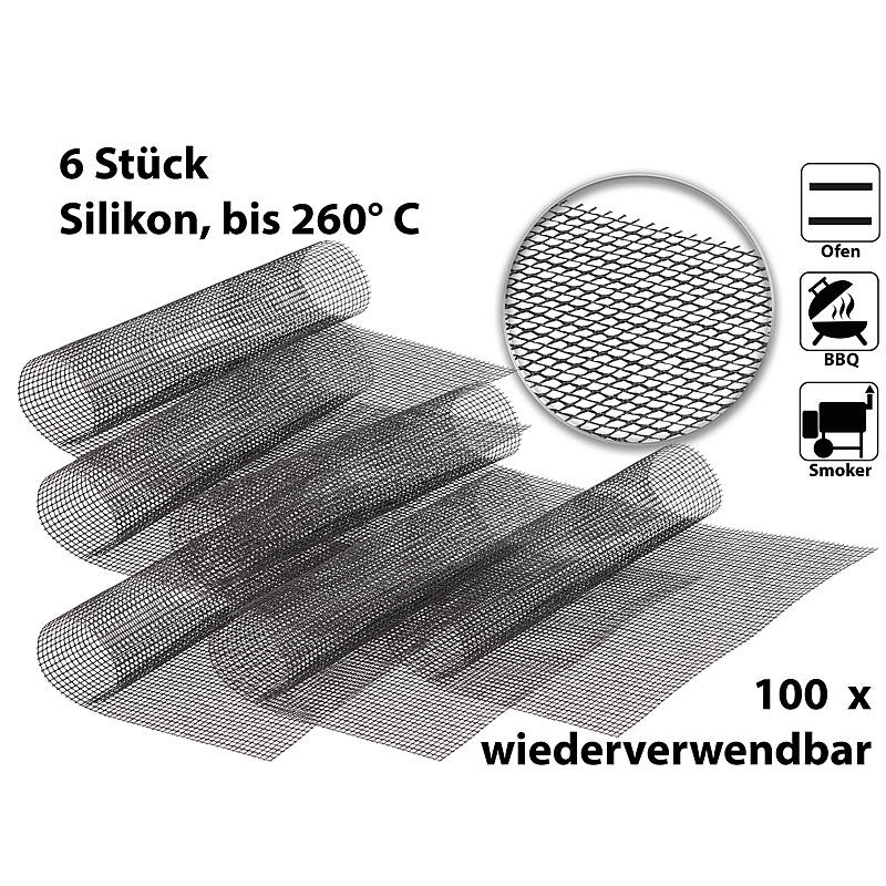 Rosenstein & Söhne 6x Profi-Silikon Dauer-Back- & Grillmatte 42 x 36 cm, antihaft