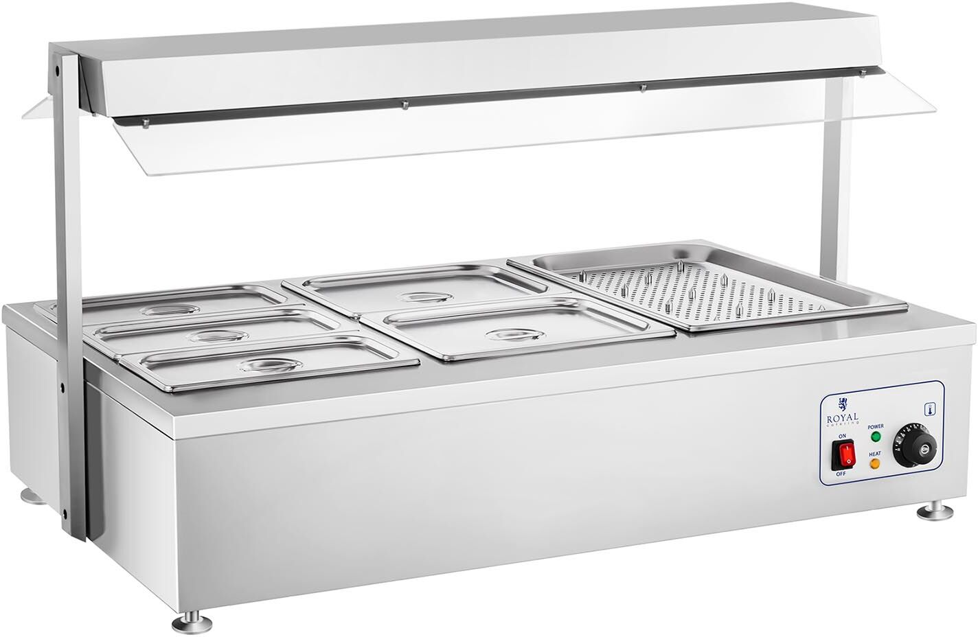 Royal Catering Bain Marie-6 GN-s nástavbou na maso RCBM-6D