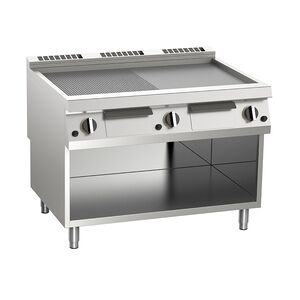 KBS Gas-Grillplatte 1/3 gerillt und 2/3 glatt  31,5 kW 3 Heizzonen offener Unterbau