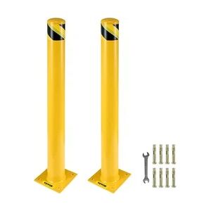 VEVOR Zwei 122 cm Parkplatz-Sicherheitspoller Parkschrankenpfosten, 20 x 20 cm Parkbarriere Parkpfosten, Parkpfosten Verkehrsstraßenröhre Stange, Geeignet für Innen- und Außenbereiche, Parkplätze