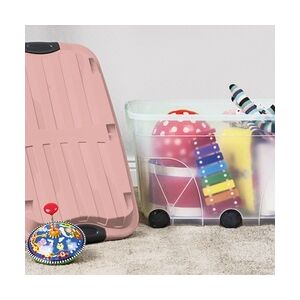 Rotho Aufbewahrungsbox Roller 6 mit Rollen und Deckel 57 L linnea pink