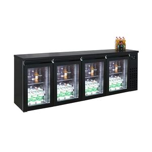 Gastro Barkühler Bar-Kühlschrank schwarz 4 Glastüren, 680l, 2490x550x950 mm