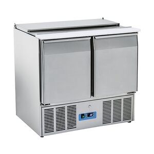 Gastro Mastro Saladette mit 2 Türen GN 1/1 und Deckel, 6x GN 1/3 + 2x GN 1/4 h=150 mm, 0°/+8°C