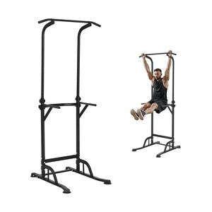 VEVOR Power Tower Dip-Station 10-stufig Höhenverstellbarer Klimmzugstangenständer 170,18-210,06 cm, Multifunktionales Krafttrainings-Workout-Gerät mit 4 Saugfußabdeckungen, Klimmzugstange Dip-Station