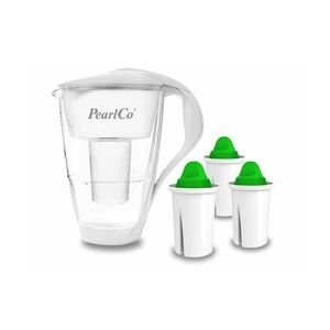 PearlCo Glas-Wasserfilter weiß inkl. 3 Alkaline Filterkartuschen