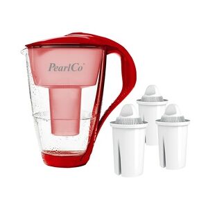 PearlCo Glas-Wasserfilter rot inkl. 3 Universal Filterkartuschen
