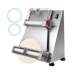 VEVOR Pizzateig-Gebäckpresse 76,2 bis 381 mm, 1-5,5 mm Dicke Herstellungsmaschine zum Pressen von Pizza-Handküchen, 260 Stk/h Elektrische Pizzateigpresse, Kommerzielle Edelstahl Teigausrollmaschine