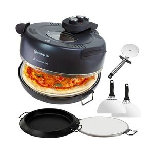 Sommertal PizzaProfi XXL Pizzaofen mit 39cm Steinplatte Pizza Ofen elektrisch, schnelle 3-Minuten Pizza, bis 380°C 5-teiliges Set mit Pfanneneinsatz