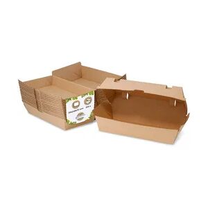 BIOZOYG 200 Stück Take-away-Box braun 13 x 24,8 x 7,5 cm Lebensmittelverpackung Snackbox umweltfreundlich nachhaltig stabil biologisch abbaubar