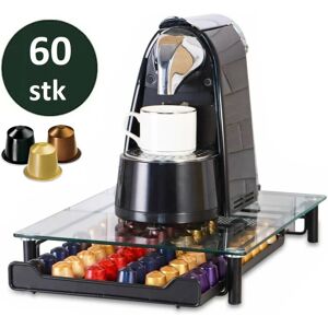 CHEFFINGER Kaffeekapsel Schublade für 60 Kapseln kompatibel mit Nespresso Kapselspender Glass