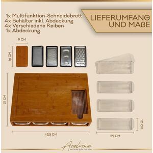 Acolyne 𝐀𝐜𝐨𝐥𝐲𝐧𝐞® Xxl Schneidebrett Mit Auffangschale Aus Hoch Karbonisierten - Sehr Gut Dunkelbraun