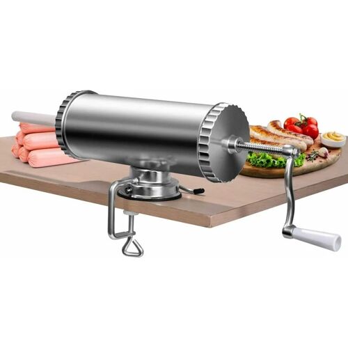 COSTWAY 3L Wurstfueller manuell, Wurstmaschine aus Alulegierung, Wurstfuellmaschine silber, Wurstpresse mit Tischklemme, Wurstspritze inkl. 3 Fuellrohre