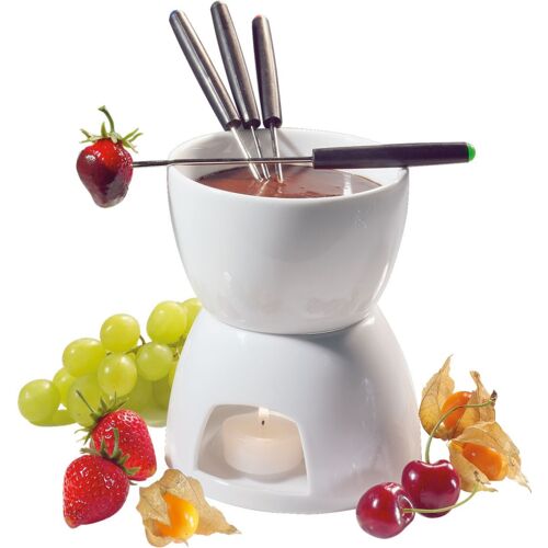 Cilio Schokoladen-Fondue Set - weiß - Ø 12 cm - H 15,5 cm - 0,4 Liter