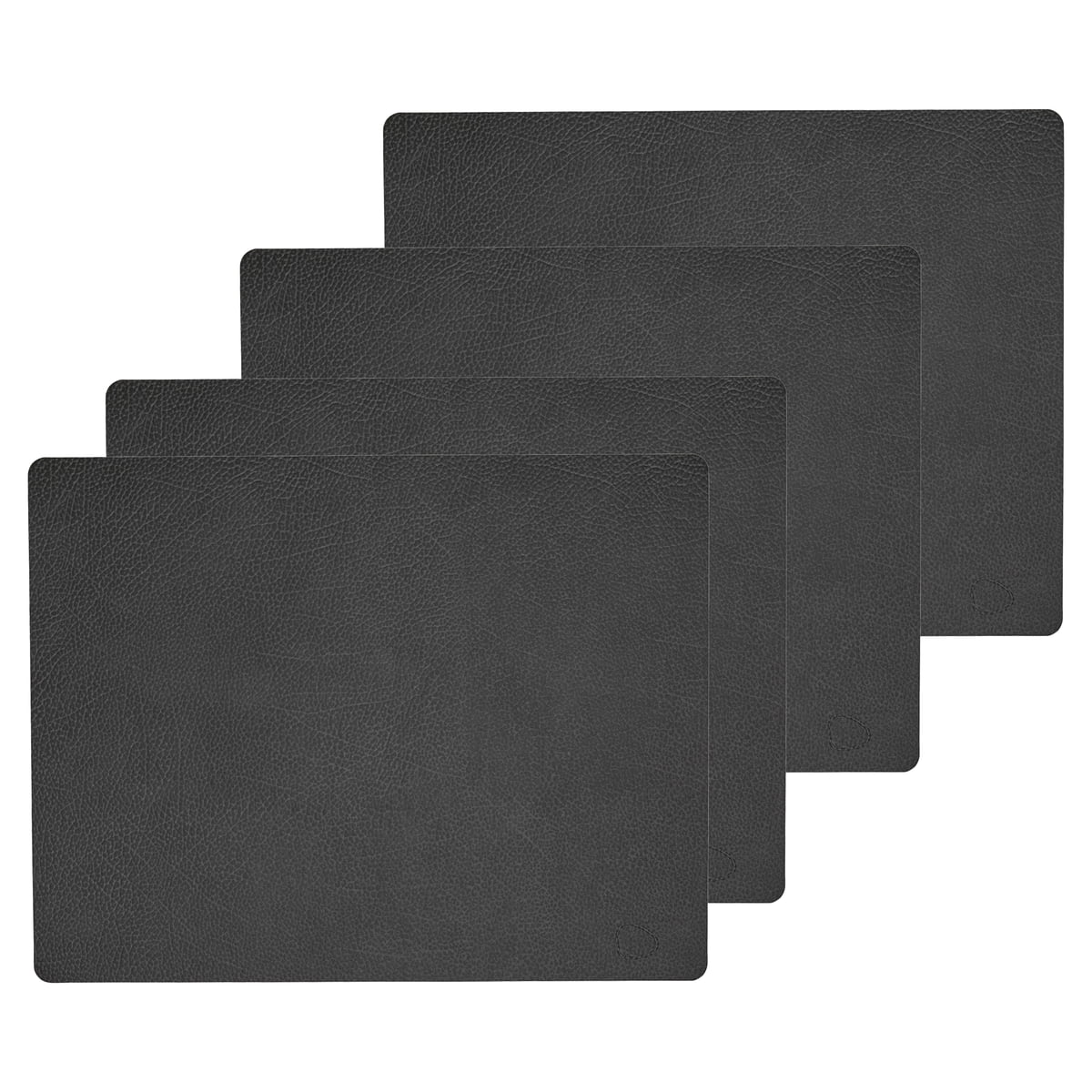 LindDNA - Tischset Square L, 35 x 45 cm, Hippo schwarz - anthrazit (4er-Set)