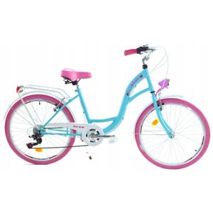 Viking Pigecykel 24 tommer robust model pink med blå 6 gear