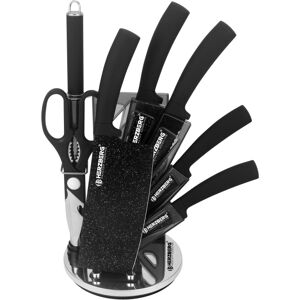 Herzberg 8 Pieces Knife Set with Acrylic Stand - Black Marble