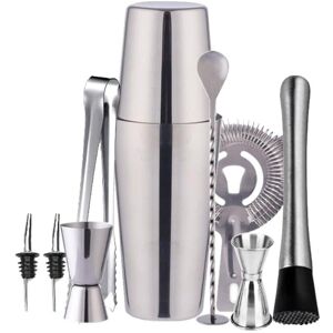 INF Cocktailsæt Dobbelt shaker 750ml Rustfrit stål Sølv 10 dele