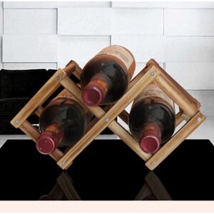 shopnbutik 3 Bottles Racks Foldable Wine Stand Wooden Wine Holder Kitchen Bar Display Shelf(Carbon Baking)