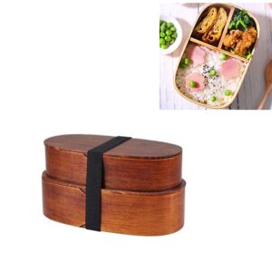 Shoppo Marte Wood Environmental Protection Tableware Portable Lunch Box Bento Box, Style:Double Layer(Paint Color)
