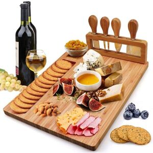 shopnbutik Bamboo Cheese Board Charcuterie Board Sets(36x29x1.5cm)