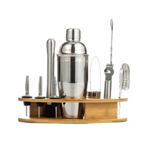 Shoppo Marte BY-011 11 In 1 Oval Wooden Stand Shaker Set Bartending Tools, Spec: 750ml