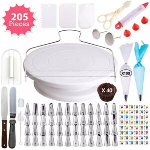 shopnbutik 205 in 1 Cake Decorating Turntable Set Cake Decorating Mouth Baking Utensils