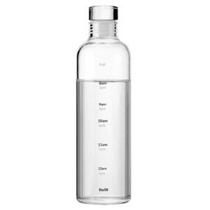 Megabilligt Glas vandflaske med tidsmarkør 500 ml gennemsigtig