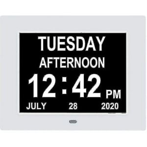 Digitalt kalenderur Ekstra stort dagur Dato Tid og ugedag Demensure til ældre med synshandicap med batteribackup + 8 alarm