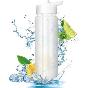 Vandflaske med sugerør 700 ml plastik motionsflaske til koldt vand Genanvendelig gennemsigtig gymnastikflaske til sport picnic rejse studie cykling (hvid)
