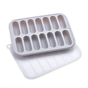 3x grå silikone isterningbakke, isterningeform med låg, pølse- og pølseform, tåler opvaskemaskine og ovn, velegnet til vandflasker
