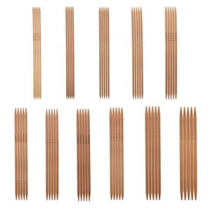 Bambus dobbeltspidse strikkepinde sæt - 11 størrelser (5,1 tommer/13 cm)