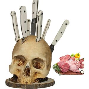 Knivholder i form af et kranie, knivholder i form af et skræmmende hoved, knivearrangør til køkkenbord, køkkenskelet til opbevaring af knive, gotisk køkken