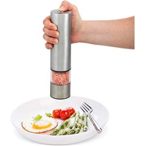 Galaxy Salt- eller pepparkvarn - Batteridrevet sæt Elektrisk pepparkvarn - Rostfritt stål svartpepparkvarn & Himalaya Pink Salt Shaker med LED-lys