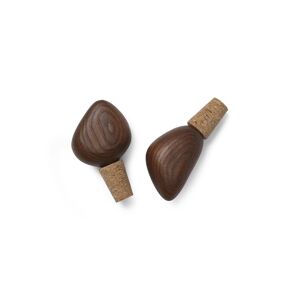 Ferm Living Cairn Wine Stoppers Set of 2 H: 9,6 cm - Dark Brown/Ash