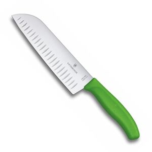 Victorinox 17 cm Fluted Blade Santoku Knife Blister Pack, Green