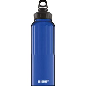 SIGG WMB Traveler Dark Blue Water Bottle (1.5 L), pollution-free and spill-proof water bottle, lightweight aluminum water bottle